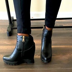 Black Wedge Boots